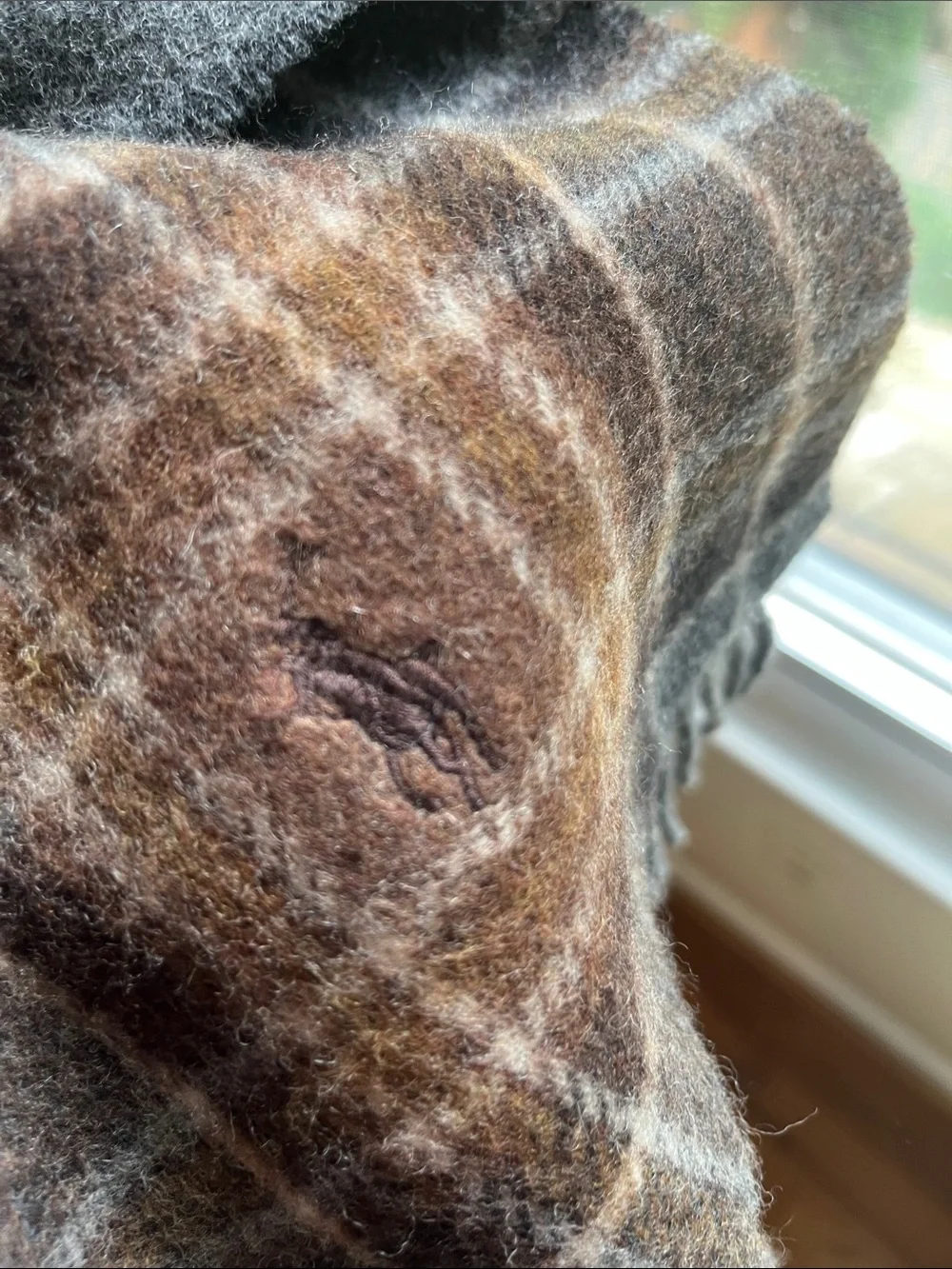 Ralph Lauren Gray and Brown Plaid Wool Scarf
